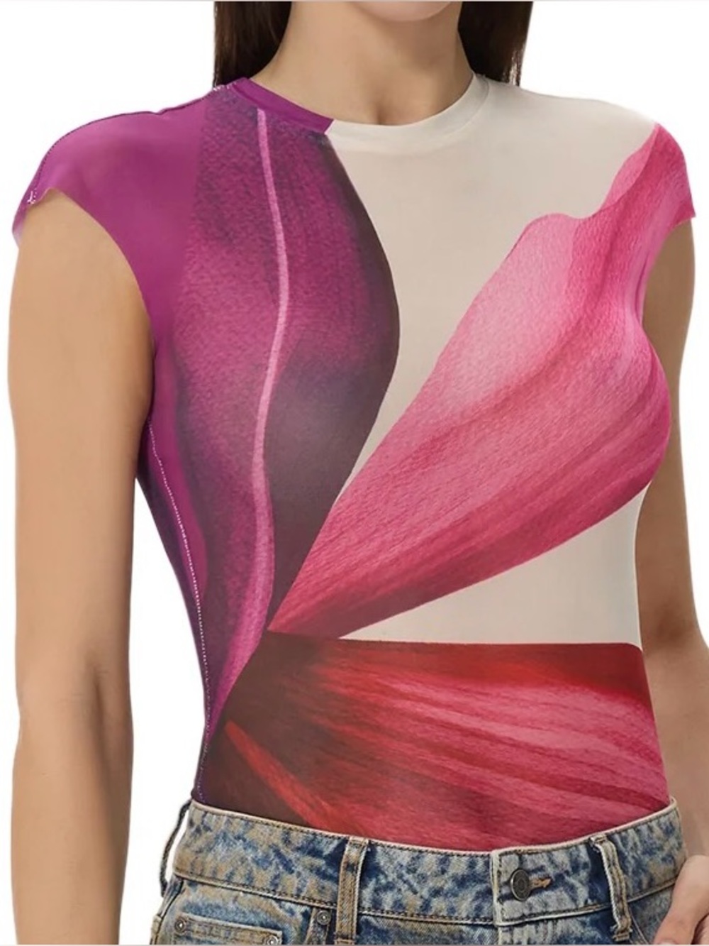 NWT AFRM Pink & Magenta Floral-Print Cap Sleeve Nina Top M